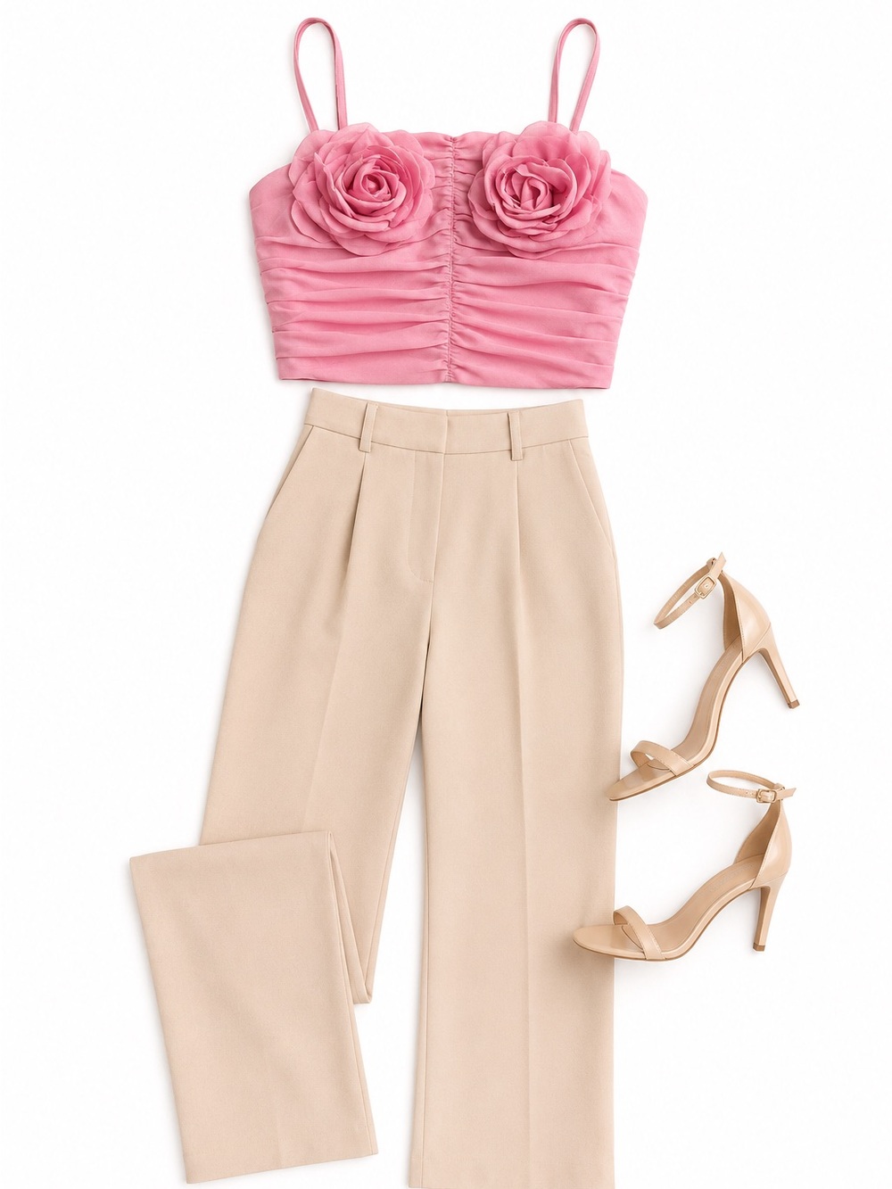 Floral Applique Pink Crop Top